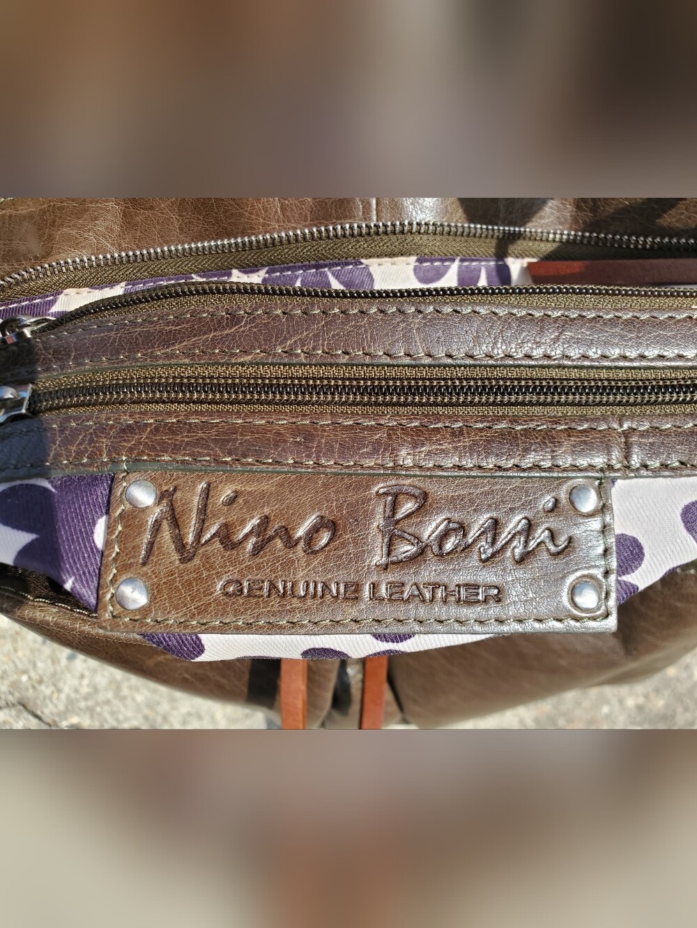 Nino Bossi Genuine Leather Brown Shoulder Bag Multi-Pocket Organizer EUC - Picture 3 of 14